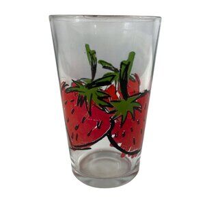 Vintage MCM Strawberry Design Juice Glass 8 oz